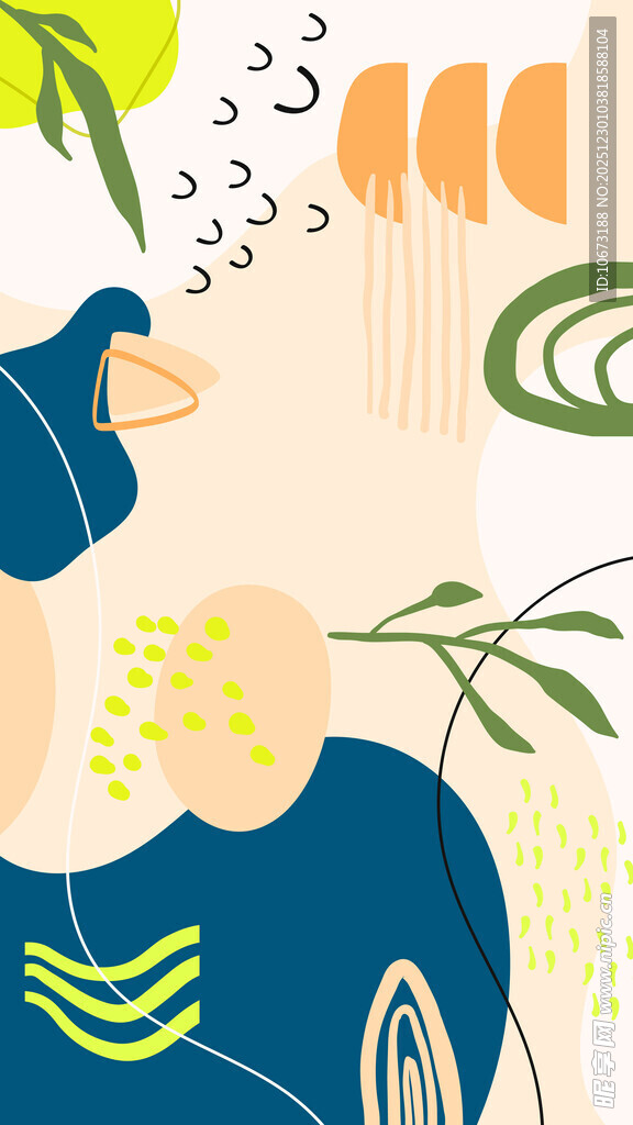 抽象人物与自然元素插画