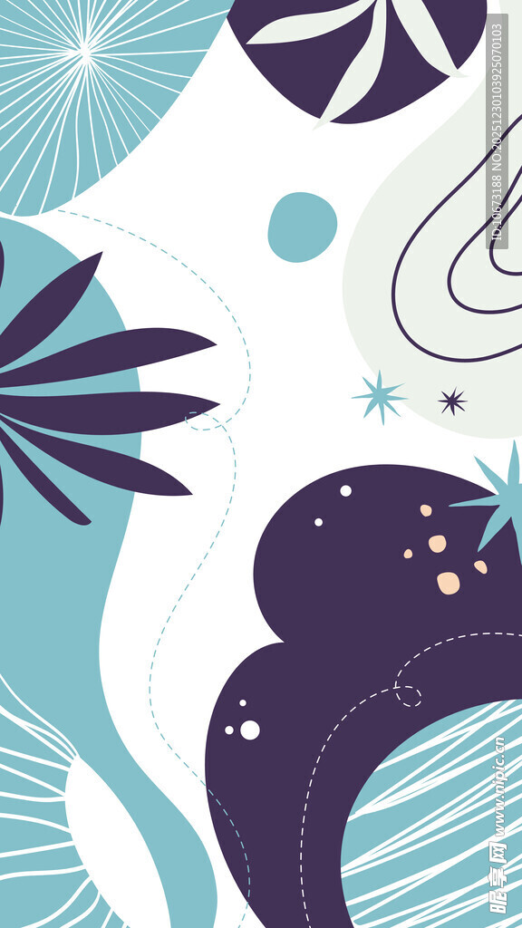 抽象植物几何图案插画