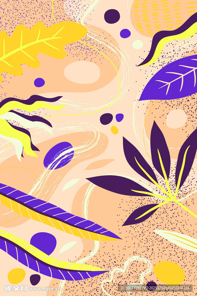 抽象多彩植物图案背景