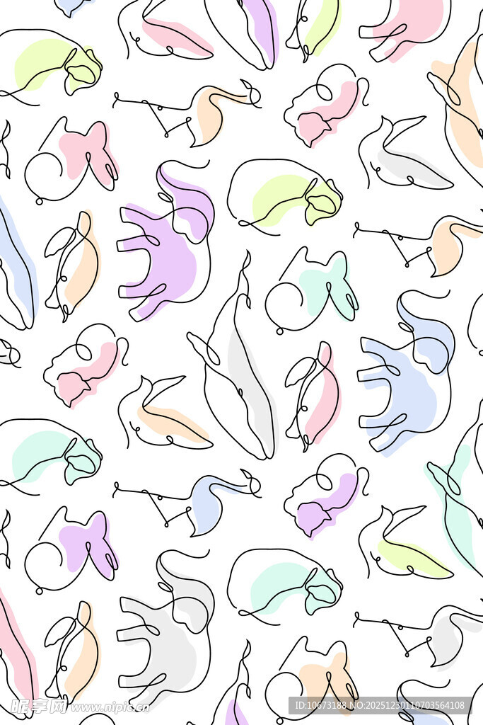 可爱多彩小动物图案背景