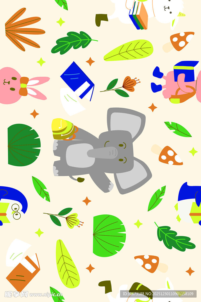 卡通动物与物品图案背景