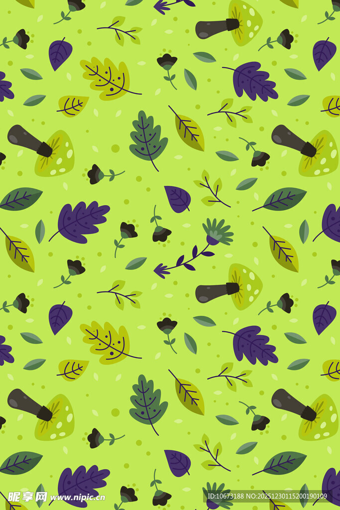 黄绿底多彩叶子图案背景