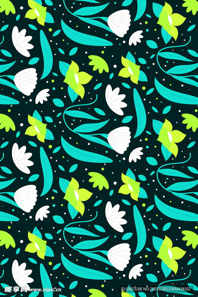 蓝绿花卉图案背景