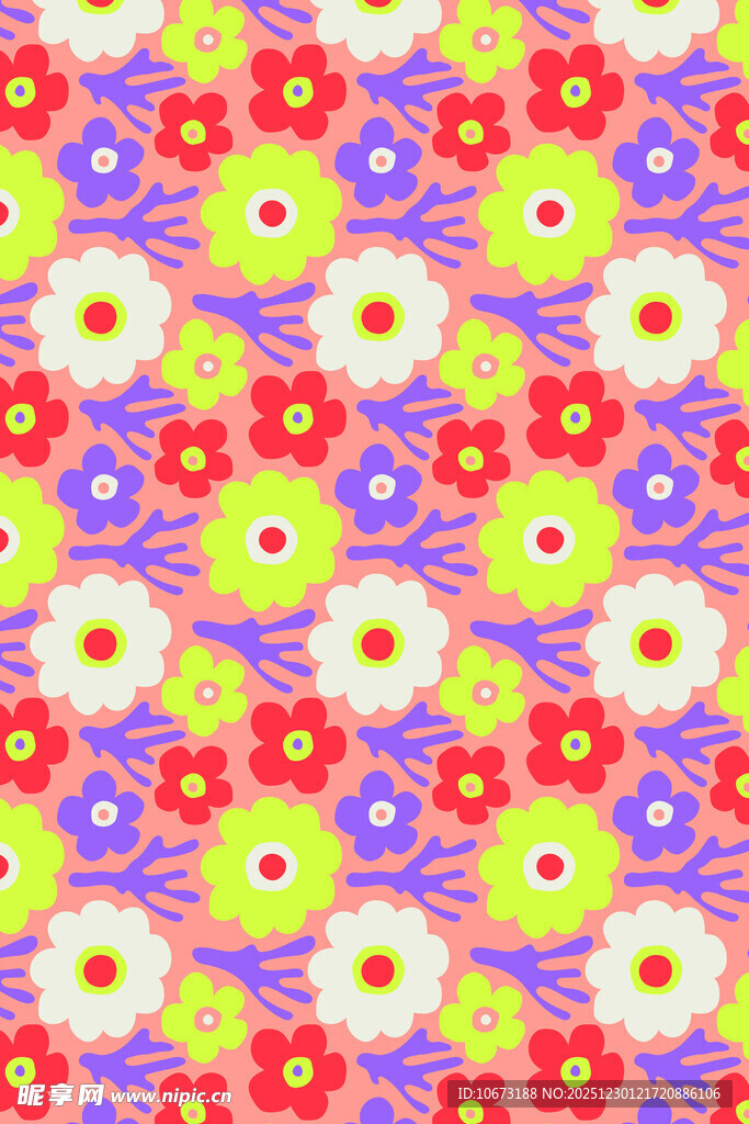 多彩花卉图案背景纹理