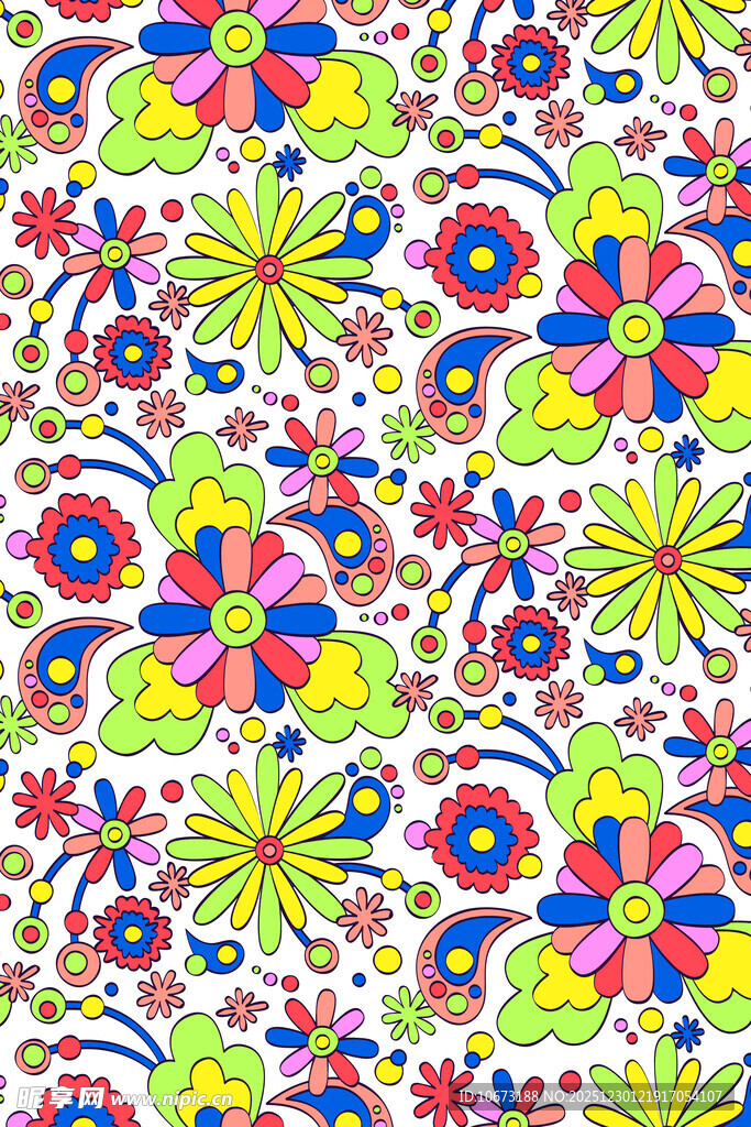多彩花卉图案纹理背景