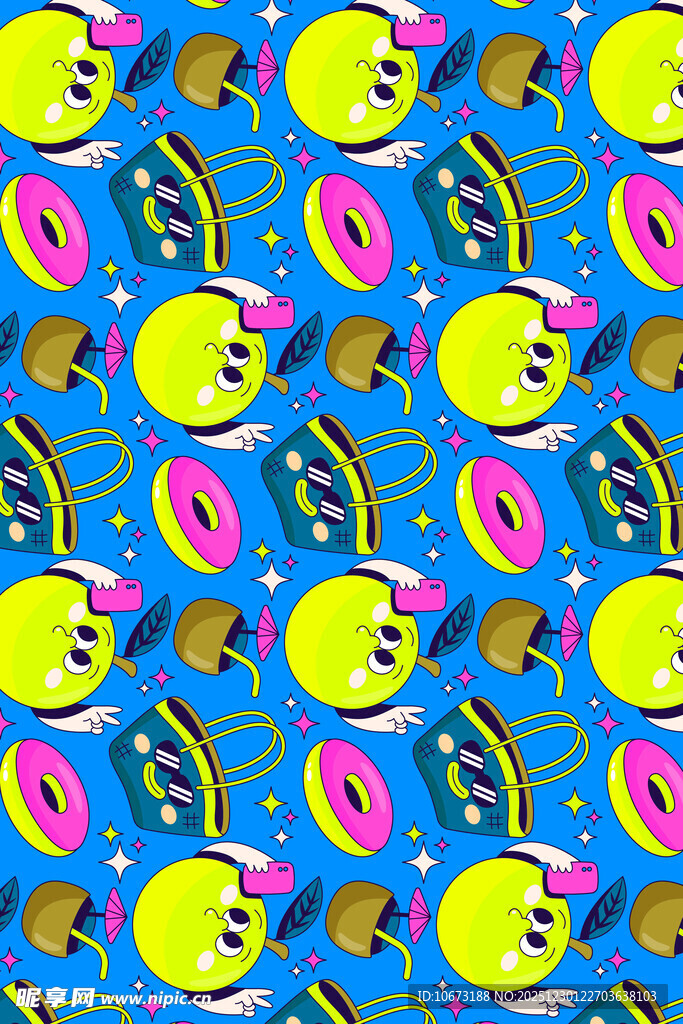 多彩卡通甜甜圈图案背景