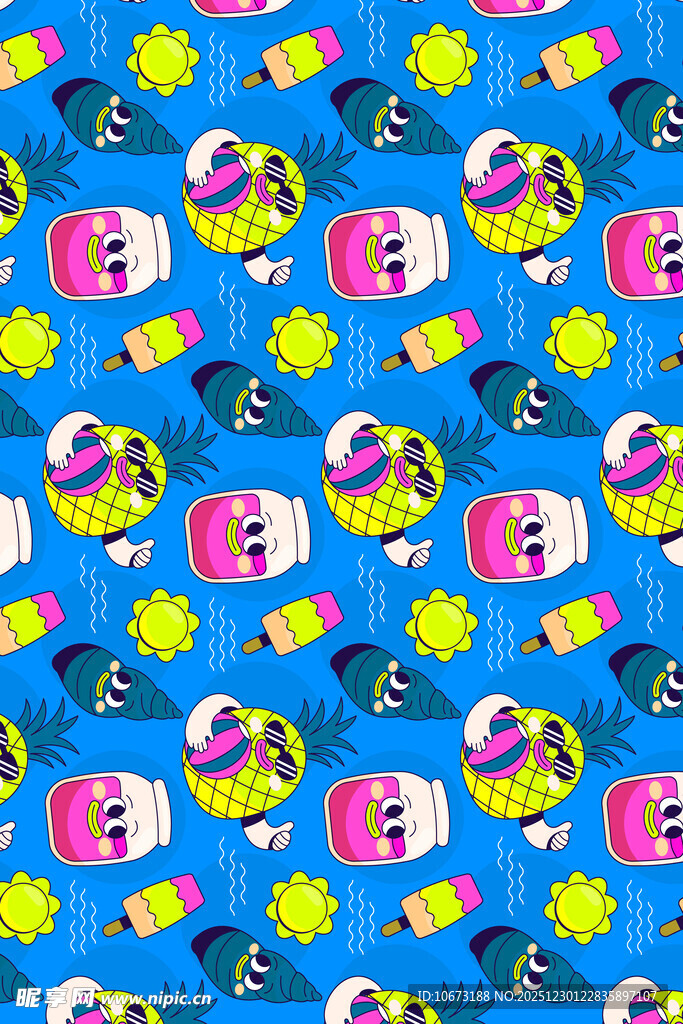 多彩卡通图案背景