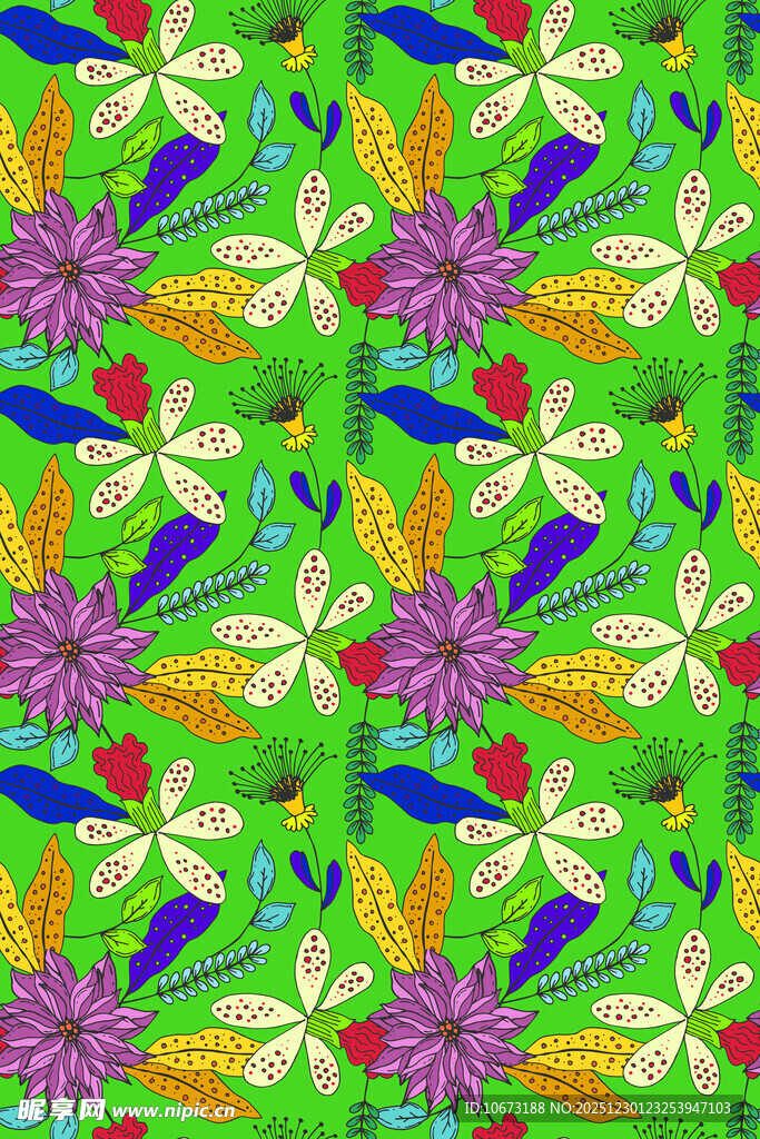 多彩花卉几何图案背景