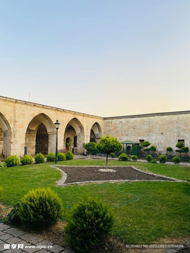 古老庭院中的绿植景观