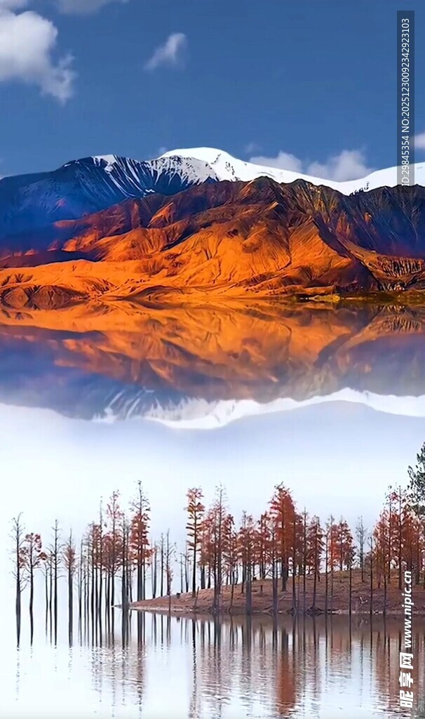 壮丽山水湖景倒影风光