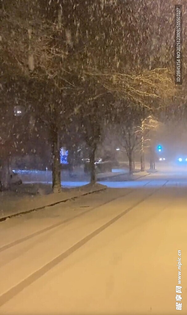 雪夜中的静谧街道