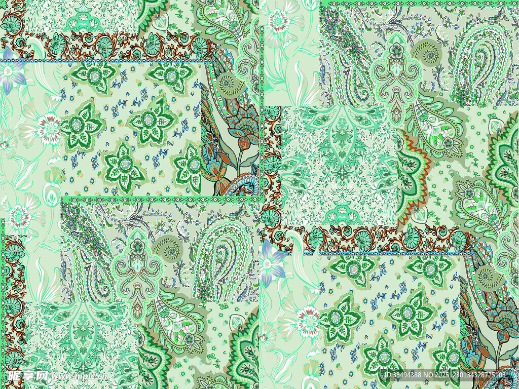 清新绿调几何花纹图案