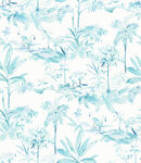 蓝调热带植物无缝图案