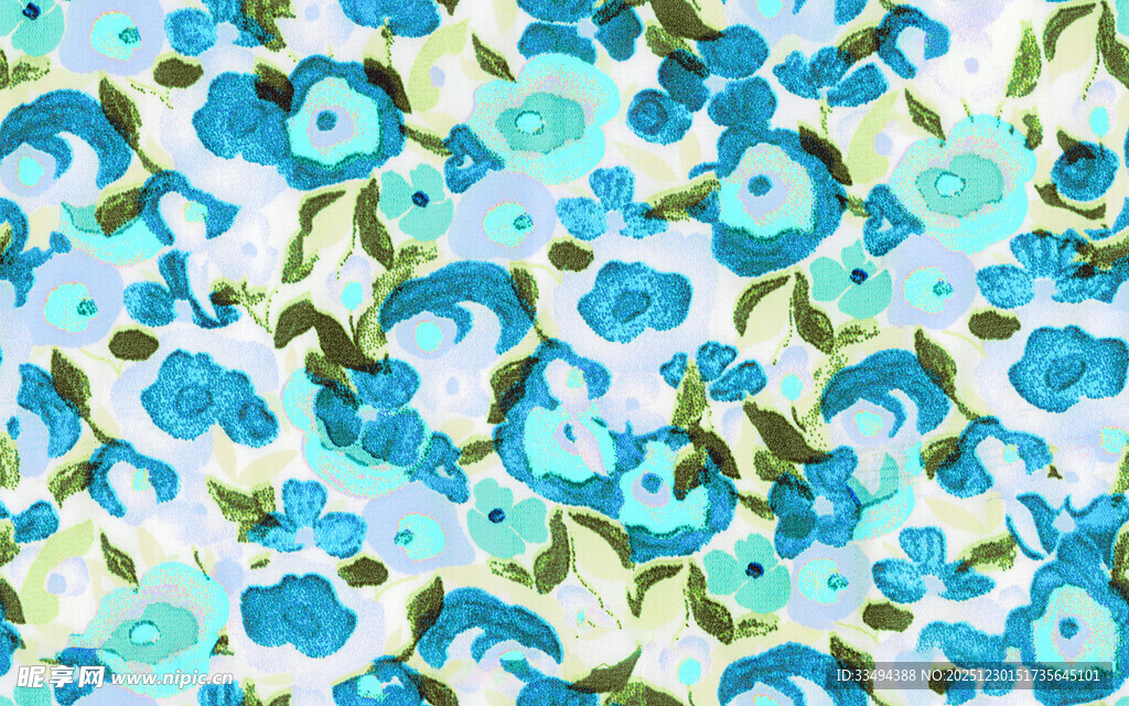 蓝绿色调花卉图案纹理