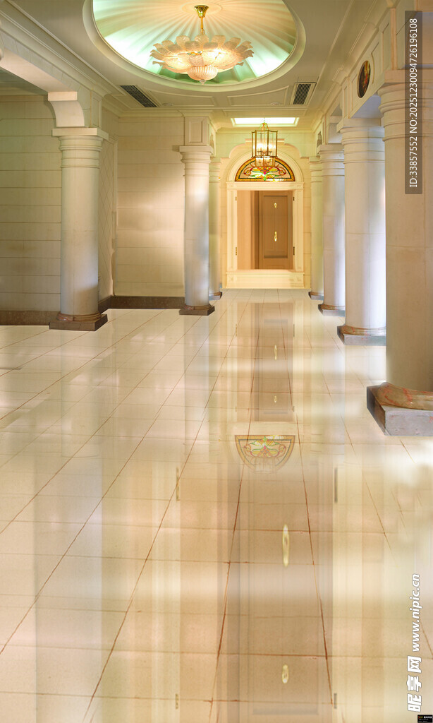 豪华宽敞的室内走廊空间