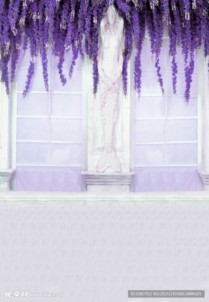 梦幻紫色紫藤花装饰场景