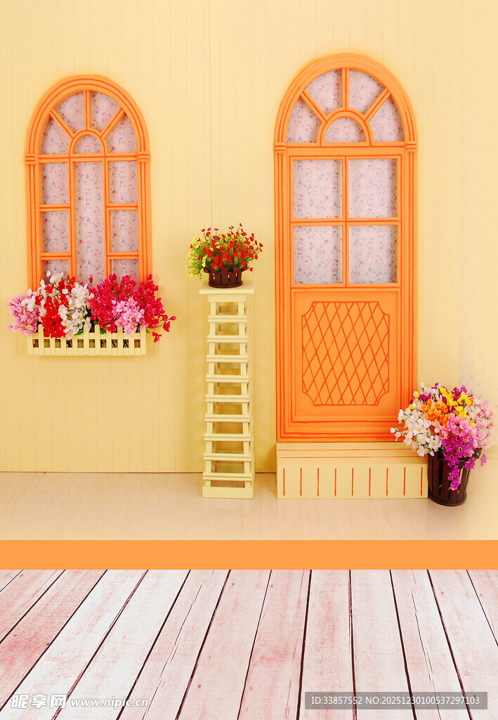温馨橙调门窗装饰场景