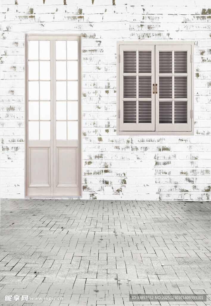简约白墙门窗室内空间