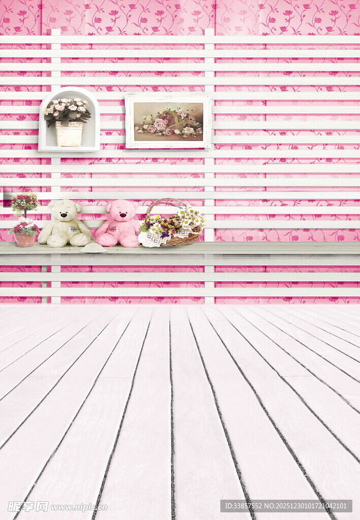 粉色条纹室内简约场景
