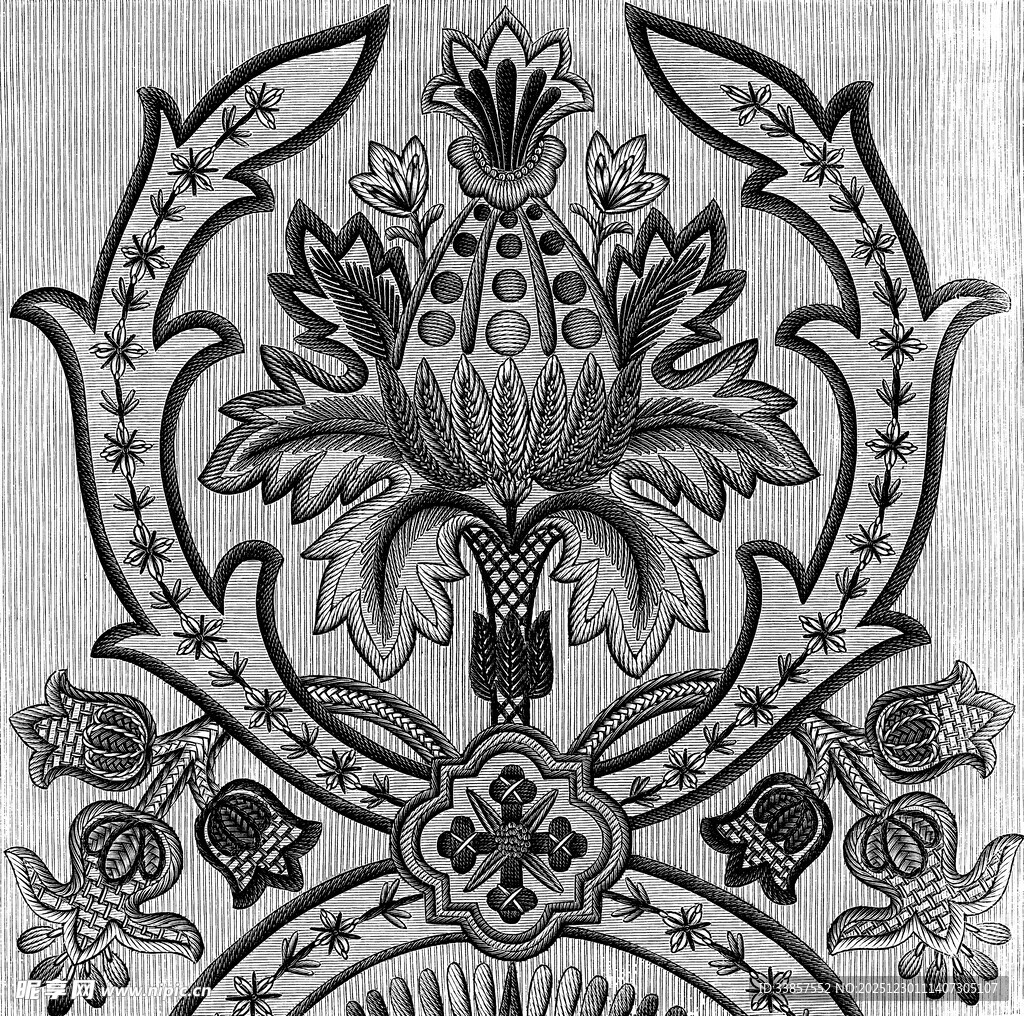 复古花卉纹样装饰图案