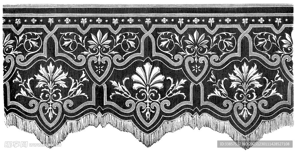 黑白花卉图案蕾丝花边