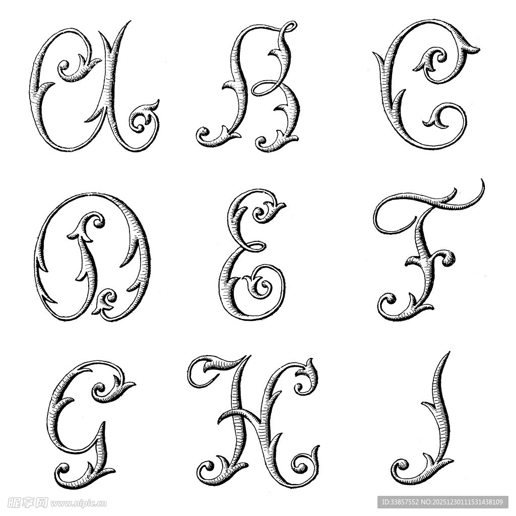 优雅复古手写英文字母设计