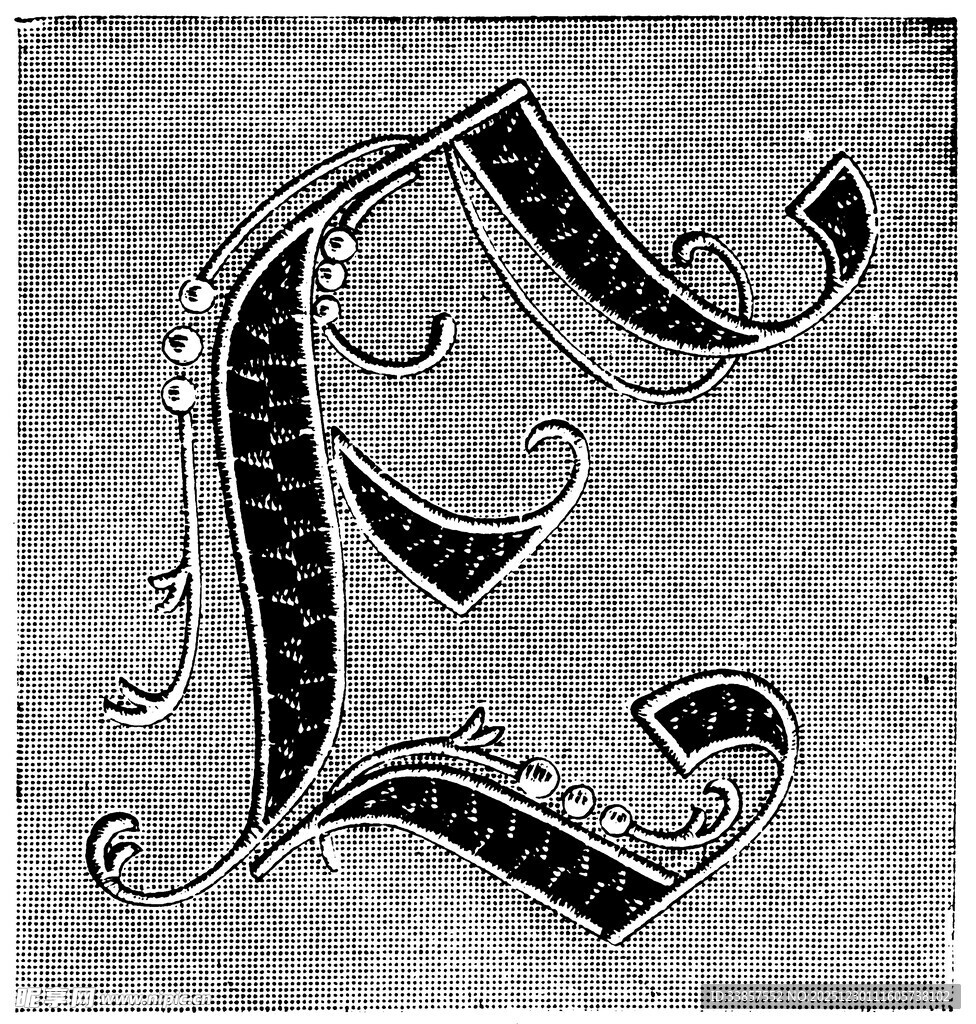 复古装饰性大写字母E