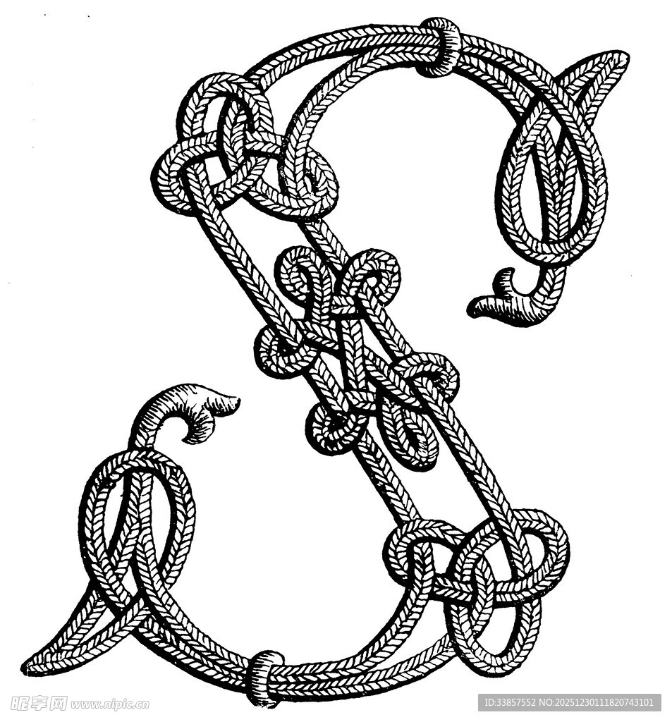 复古装饰风格字母S