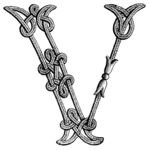 复古藤蔓装饰字母V