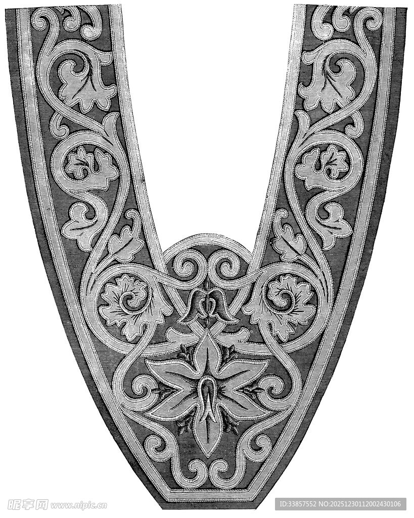 复古花纹V形装饰图案