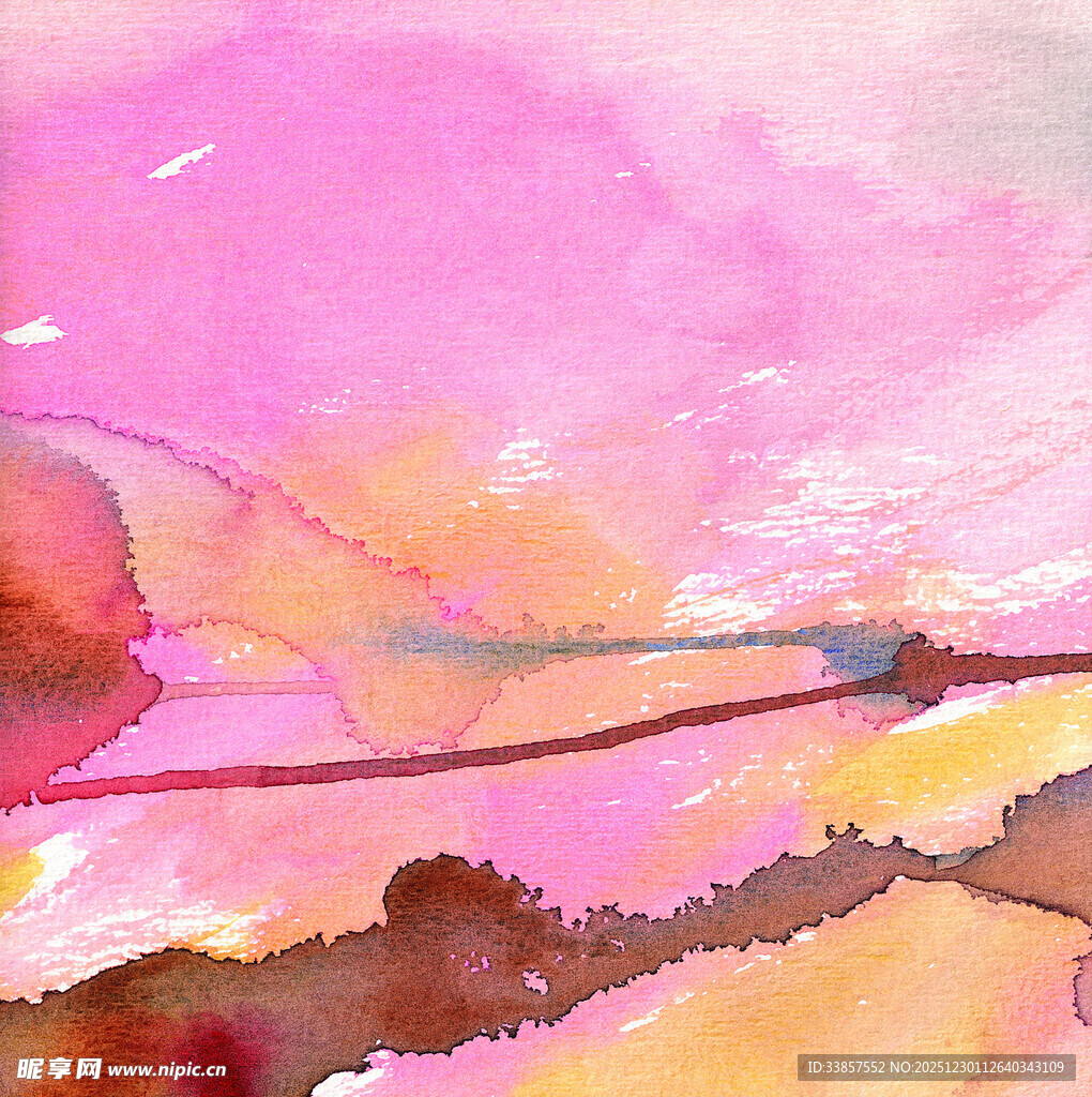 梦幻水彩抽象风景画面