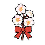 带蝴蝶结的可爱手绘梅花