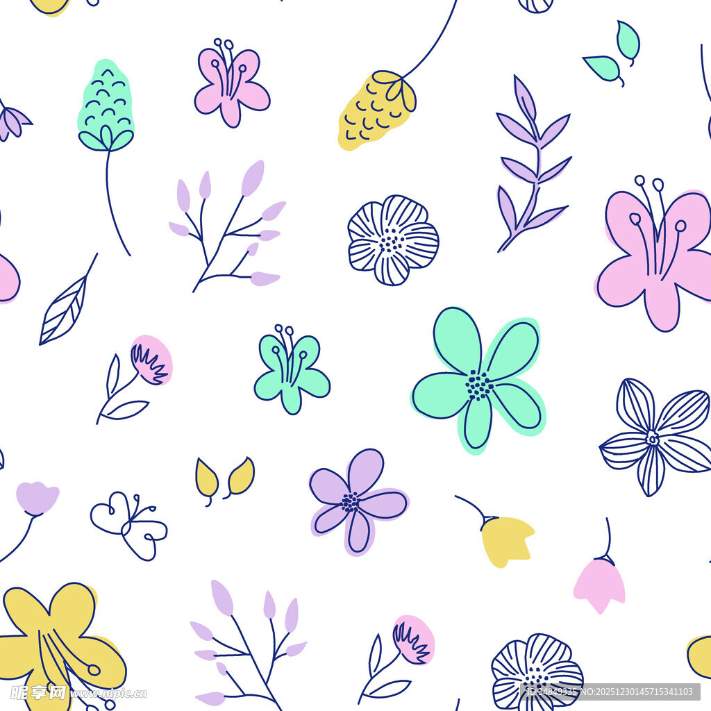 手绘多彩花卉图案背景