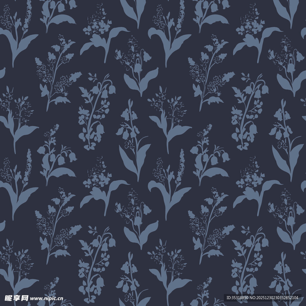 深蓝色花卉植物图案背景