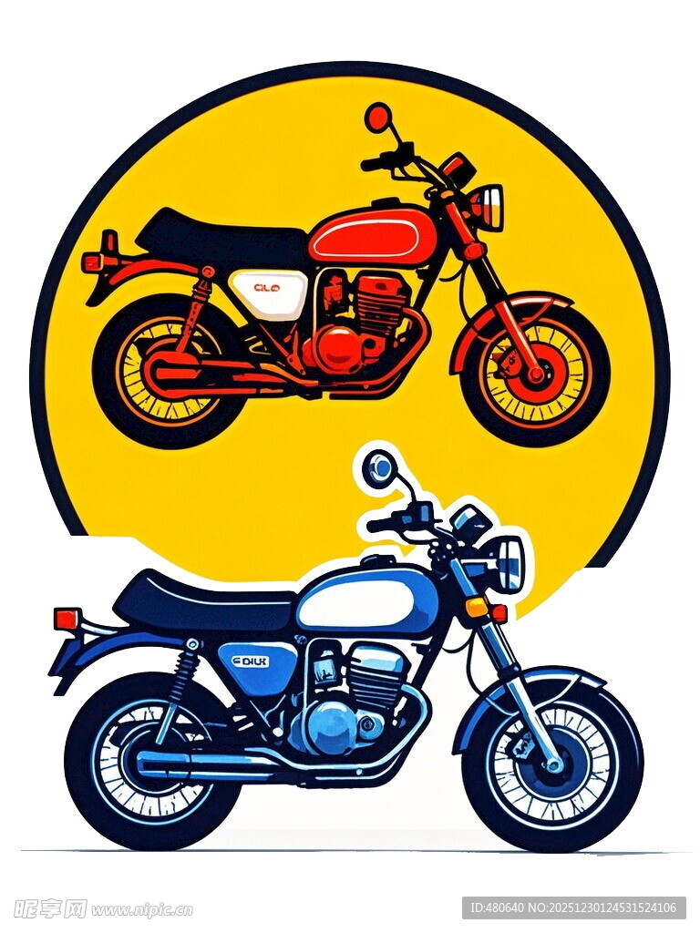 复古摩托车图案设计