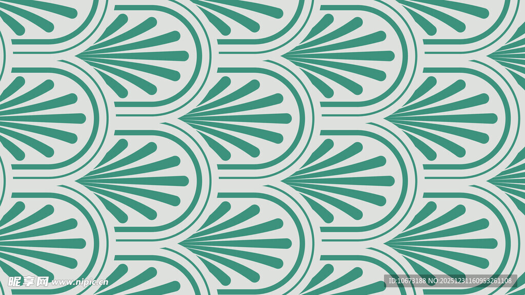 复古绿扇形几何图案纹理