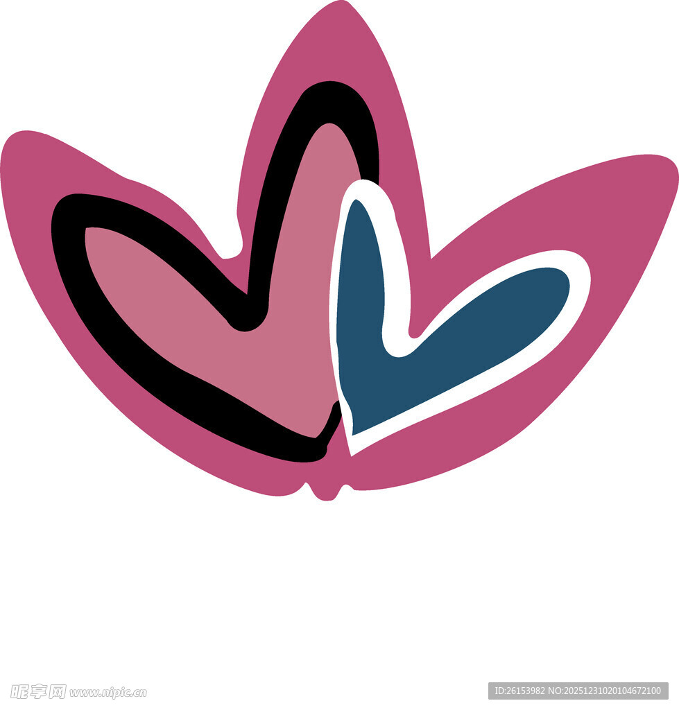 白墨直喷烫画爱心花瓣标志设计