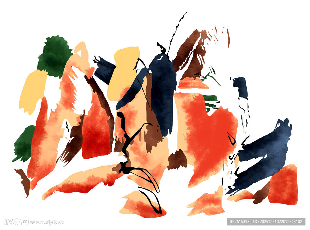 白墨直喷烫抽象色彩笔触艺术画作