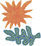 白墨直喷烫画手绘太阳与植物图案