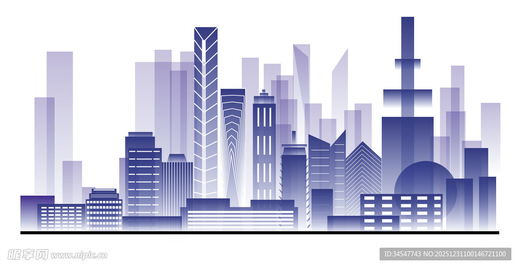 现代都市天际线剪影