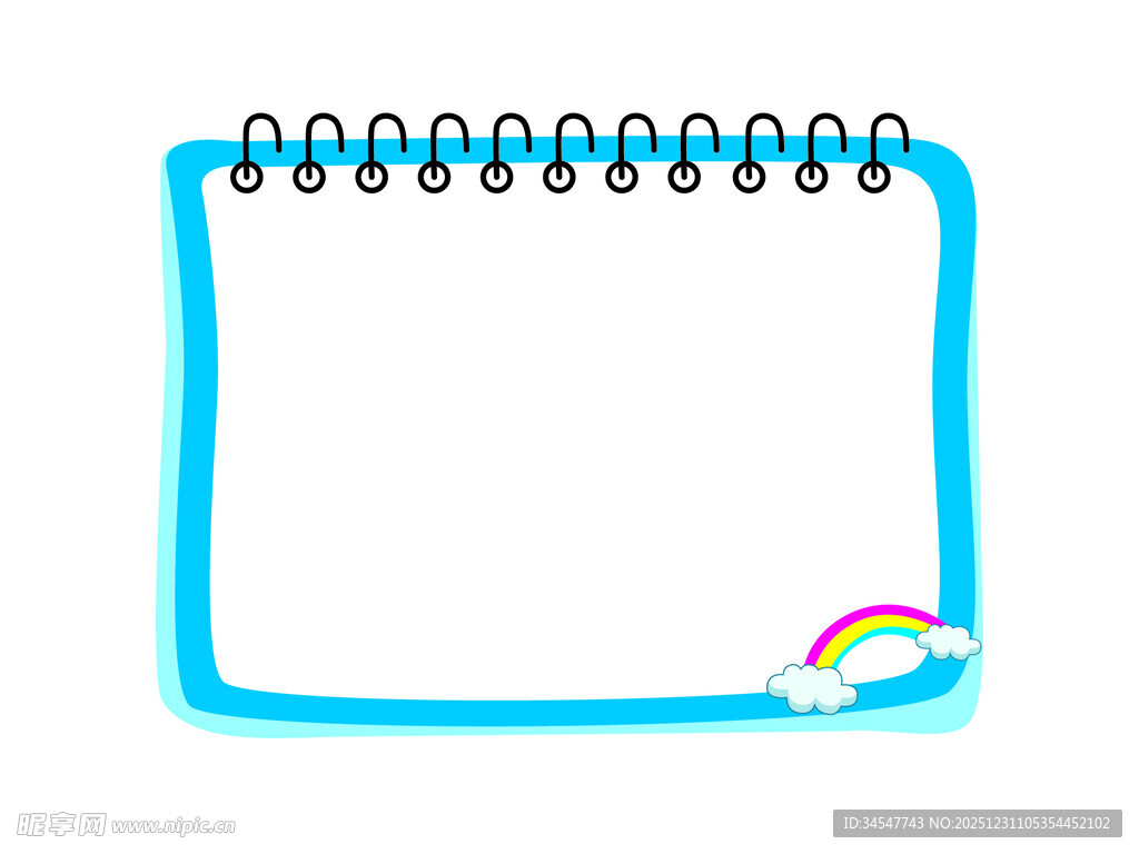 蓝色边框空白线圈笔记本