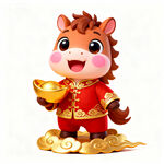 萌马捧金元宝贺岁