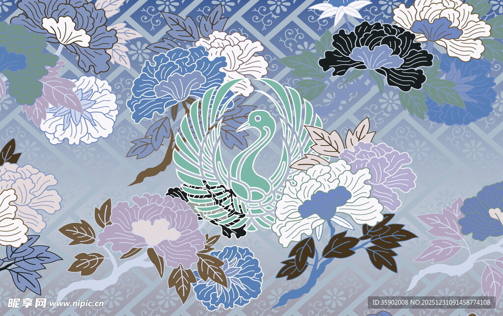 中式古风花卉图案纹理