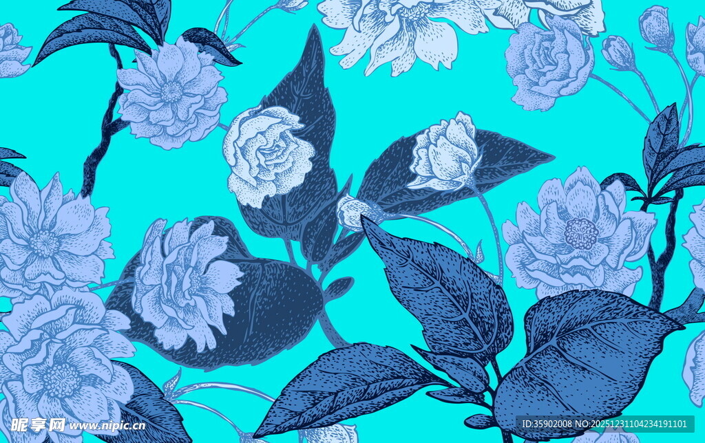 蓝紫花卉图案背景