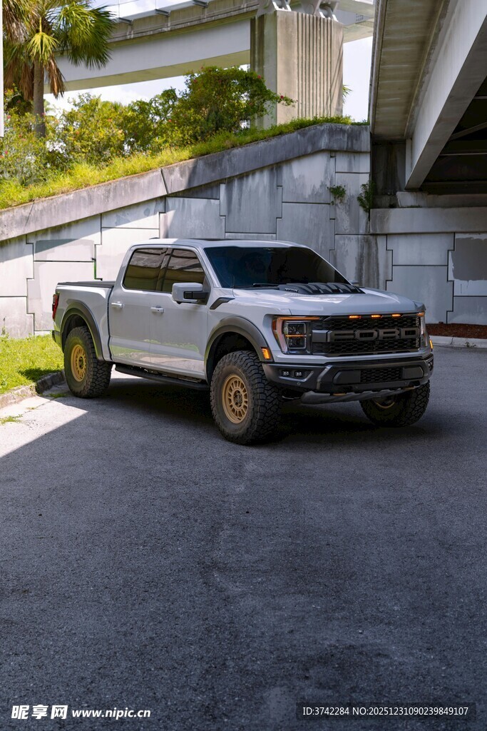 银色越野皮卡停于桥下