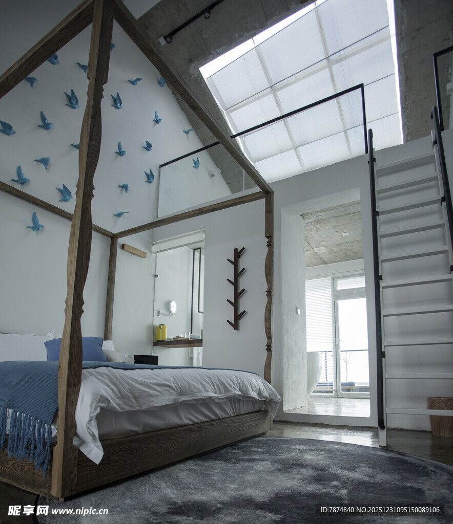 现代简约风阁楼卧室空间