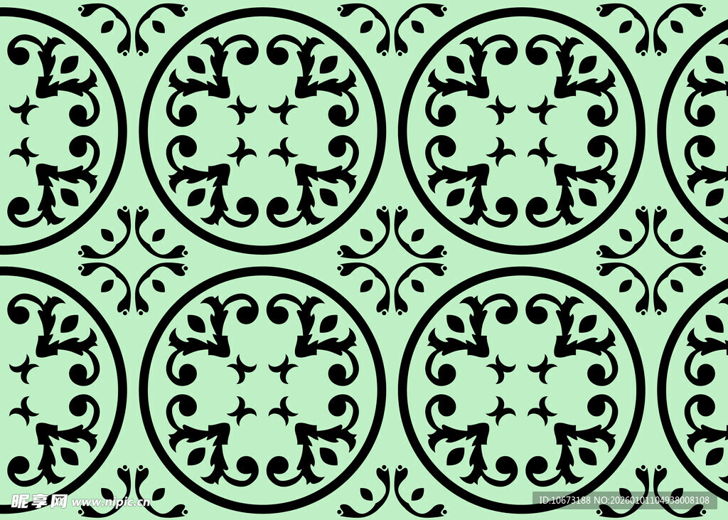 复古绿色花纹几何图案