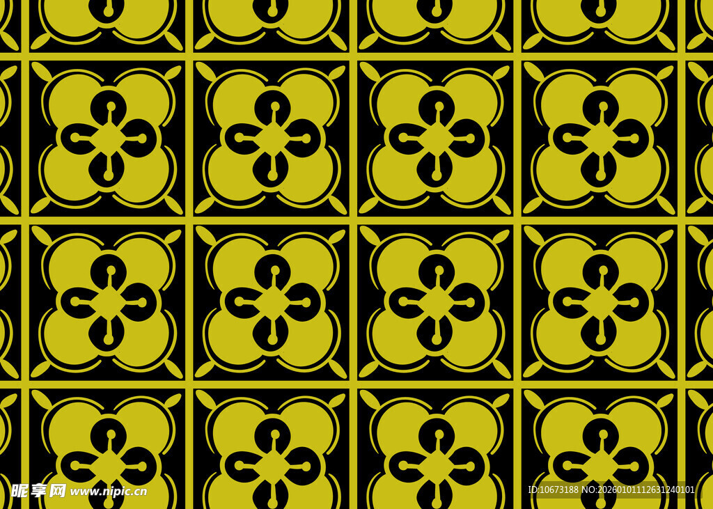 黄色几何花纹瓷砖图案