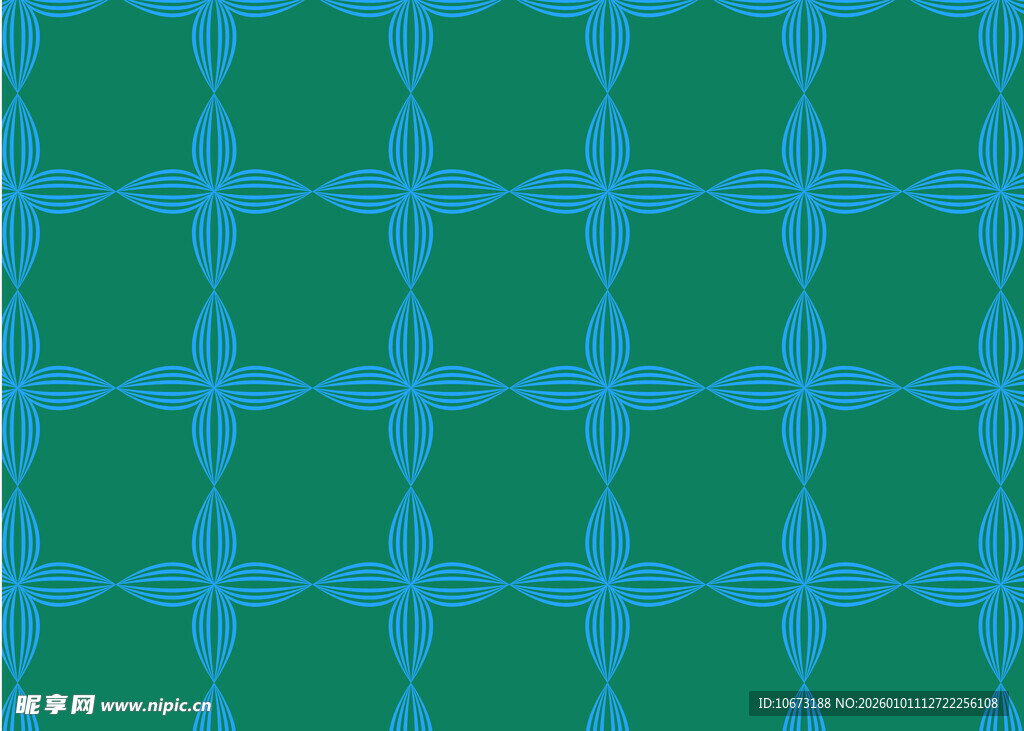 绿色底蓝色花纹几何图案