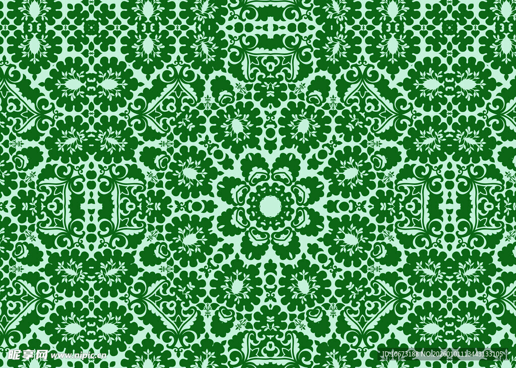 绿色精致几何花纹图案